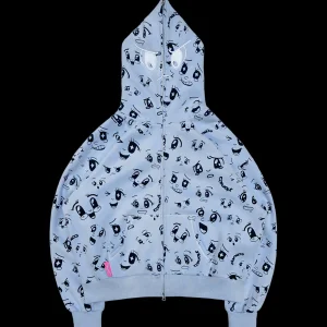 ANIMATED ZIP HOODIE BABY BLUE