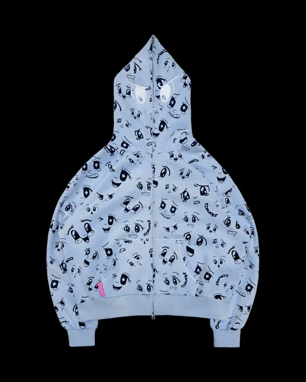 ANIMATED ZIP HOODIE BABY BLUE