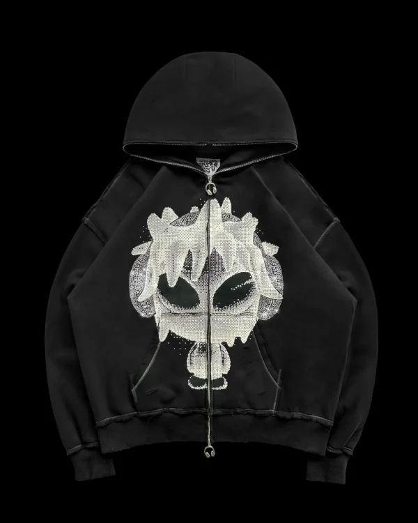 DIGI MASCOT ZIP HOODIE BLACK