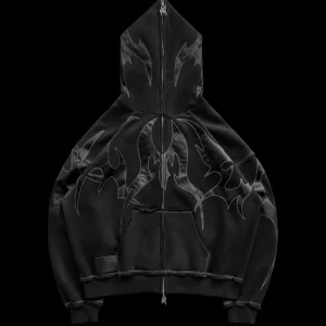 FLAME ZIP HOODIE BLACK WIDOW