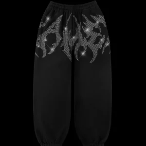 BLADE RHINESTONE SWEATPANTS BLACK