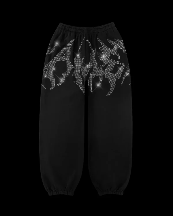 BLADE RHINESTONE SWEATPANTS BLACK