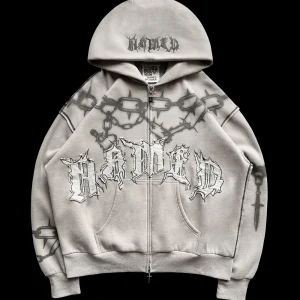 CHAINS ZIP HOODIE BONE