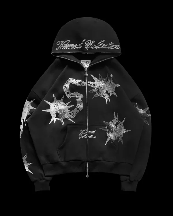 CLASH RHINESTONE ZIP HOODIE ONYX