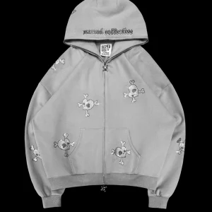 FATAL RHINESTONE ZIP HOODIE SMOKE