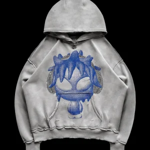 DIGI MASCOT ZIP HOODIE SMOKE GREY