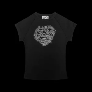 LUST RHINESTONE BABY TEE BLACK