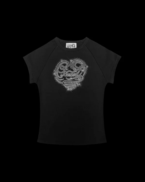 LUST RHINESTONE BABY TEE BLACK