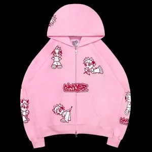 MISBEHAVE ZIP HOODIE PINK POISON