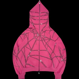 POISON RHINESTONE ZIP HOODIE PINK