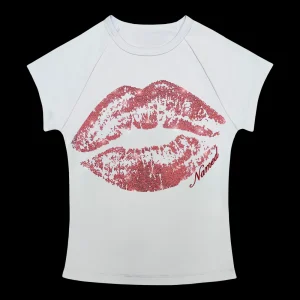 SMOOCH RHINESTONE BABY TEE WHITE