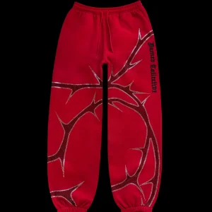 THORN RHINESTONE SWEATPANTS RED