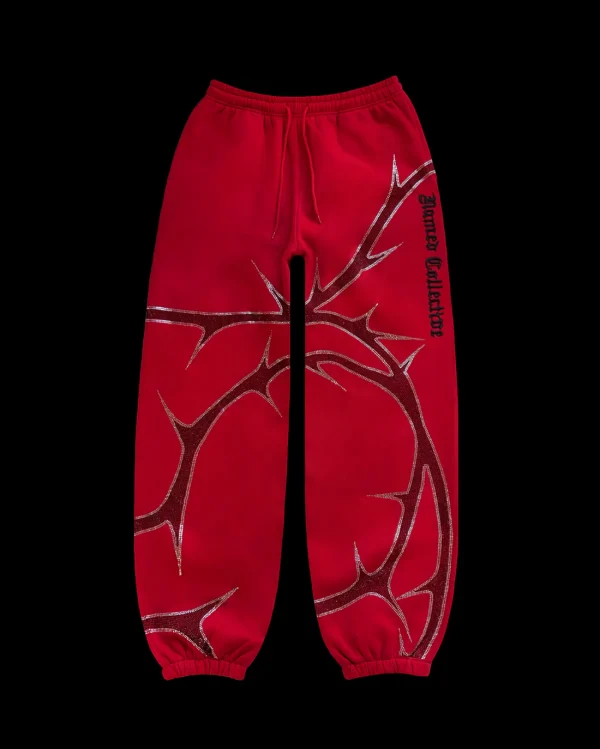 THORN RHINESTONE SWEATPANTS RED