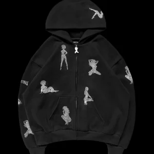 UNREALISTIC IDEALS ZIP HOODIE BLACK