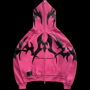 FLAME ZIP HOODIE PINK POISON